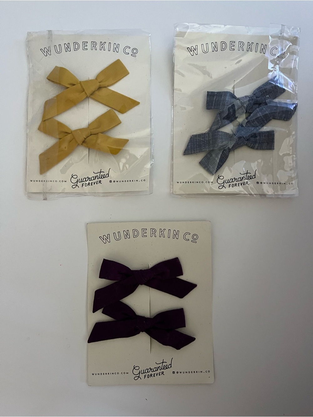 Three Sets of Wunderkin Bow Hair Clips